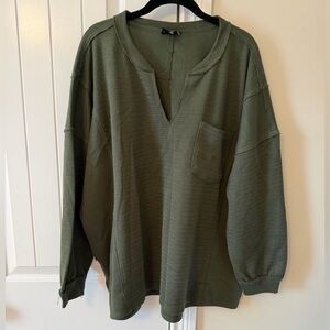 Perch by Blue Pepper Olive Green Long Sleeve Top